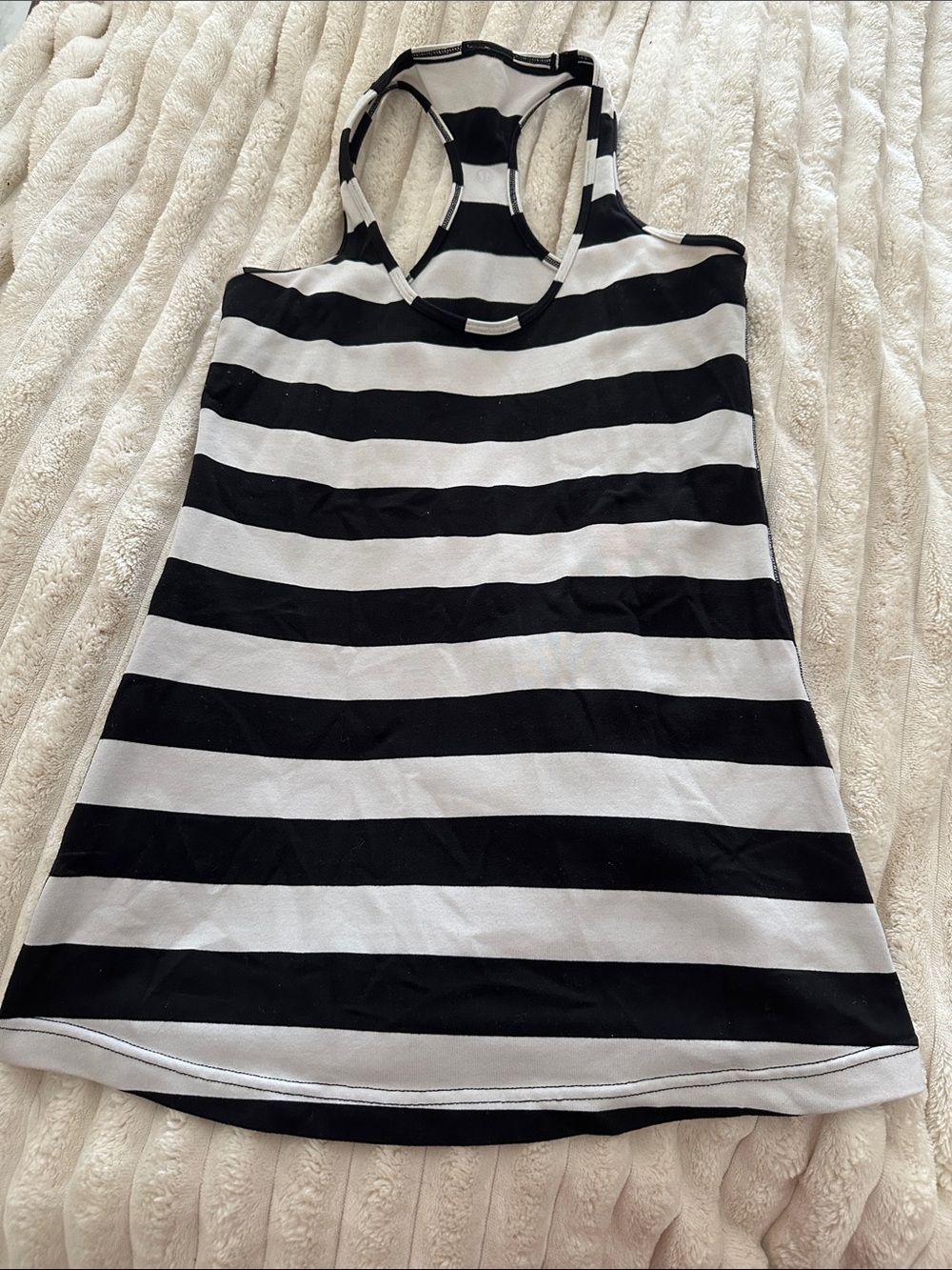 lululemon athletica Black and White Striped Racerback Tank